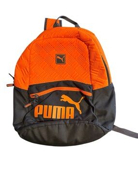 Puma Orange and Black Quilted Logo Backpack